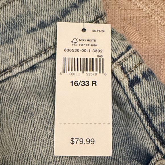 GAP Light Wash High Rise Wide Leg Denim Cargo Pants/NWT/16-33R - Picture 4 of 11